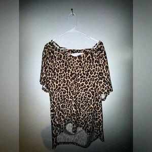 Eye Candy women’s Strappy Leopard Print short sleeve‎ Knit Top stretch size 3X